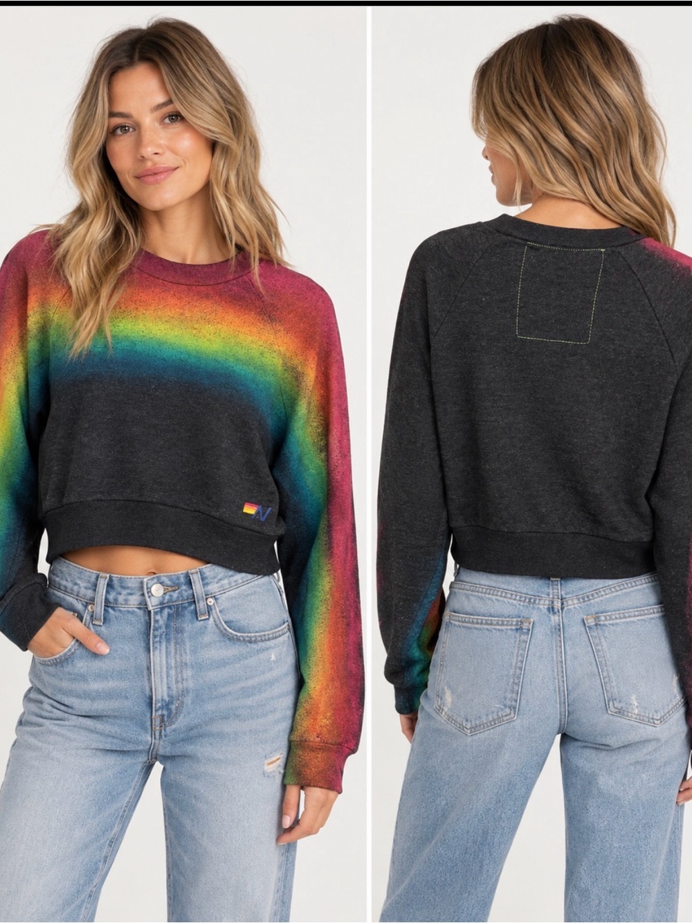 Very RARE! Aviator Nation Artist Collection Cropped Crew Sweatshirt
